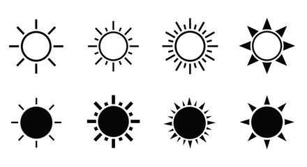 Collection of Sun Icons in Various Styles and Designs.