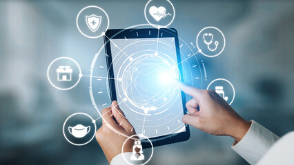 Healthcare icons show medical service, healthcare support, and patient treatment. Healthcare ensures medical service quality, health care access, and reliable medical care. Gist