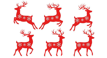 Festive Red Reindeer Collection - Christmas Holiday Season Decoration.