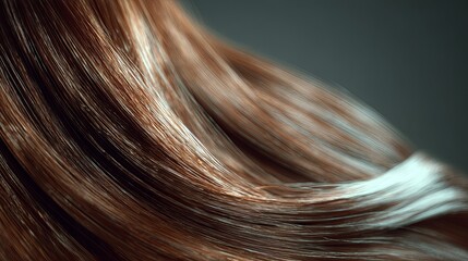 Fototapeta premium Closeup of flowing with shiny auburn hair, luxurious texture, beauty concept, and dark background.