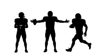 Silhouetted American Football Players in Action - A Dynamic Trio.