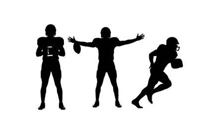 Silhouettes of American Football Players in Action.