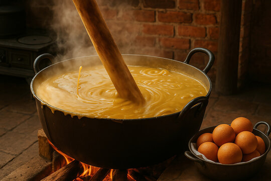 Preparing custard and fritters for Christmas