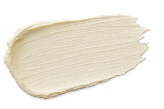 Cream swatch showing beige cosmetic texture, skincare product, or lotion smear on transparent background