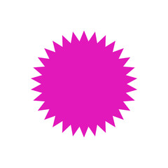 Sale sticker, price tag icon. Pink sale icon, sale price sticker symbol, star shape sticker icon.