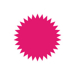 Sale sticker, price tag icon. Pink sale icon, sale price sticker symbol, star shape sticker icon.