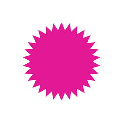 Sale sticker, price tag icon. Pink sale icon, sale price sticker symbol, star shape sticker icon.