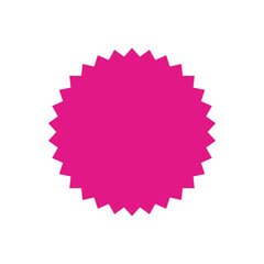 Sale sticker, price tag icon. Pink sale icon, sale price sticker symbol, star shape sticker icon.