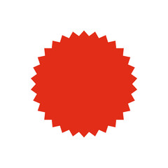 Sale sticker, price tag icon. Red sale icon, sale price sticker symbol, star shape sticker icon.