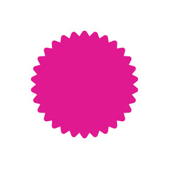Sale sticker, price tag icon. Pink sale icon, sale price sticker symbol, star shape sticker icon.