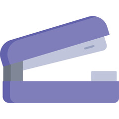 Purple And Gray Office Stapler With Open Top Facing Right Isolated On White Background