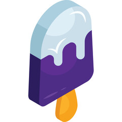 Purple and White Ice Pop Melting with Orange Stick on Transparent Background Vibrant Summer Treat for Refreshment
