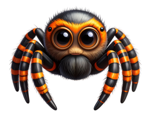 Cute Black and Orange Cartoon Spider with Googly Eyes