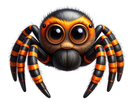 Cute Black and Orange Cartoon Spider with Googly Eyes
