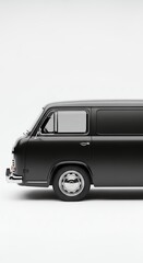 Black delivery van isolated on white background for transportation concepts