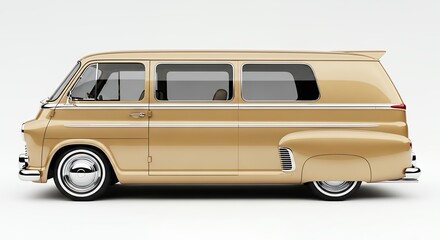 Classic beige van isolated on white background automotive design