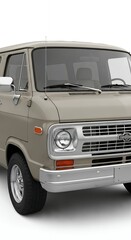 Classic beige van isolated on white background for transportation concepts