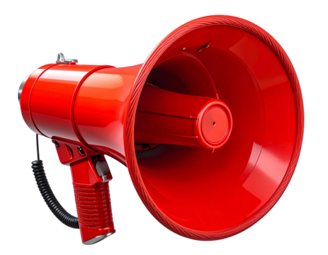 Top-Angle Red Megaphone with Shadow Detail - Powered by Adobe