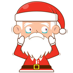 Santa Claus scared face cartoon cute