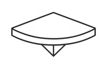 Corner wall shelf line art icon illustrating home furniture and modern interior design elements, transparent background