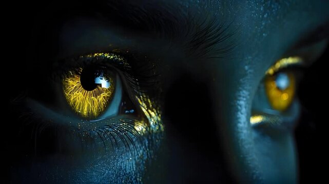 Golden Gaze: Supernatural Eyes That Shine, ai generated.	