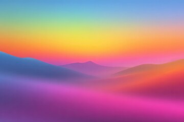 Abstract Mountain Landscape with Gradient Rainbow Hues and Atmospheric Perspective
