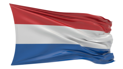 Dutch pride flies high a waving flag of Netherlands isolated on transparent background, national symbol of unity and identity, patriotism