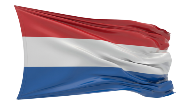 Dutch pride flies high a waving flag of Netherlands isolated on transparent background, national symbol of unity and identity, patriotism