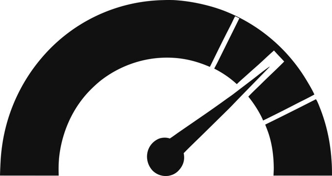 Black credit score gauge icon showing financial health and rating isolated on transparent background