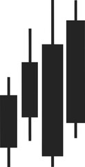 Black stock market candlestick chart icon representing financial trading and investment growth isolated on transparent background
