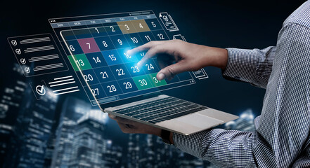 A digital calendar interface for business planning and organization. Used for scheduling events,...