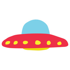 Cute Hand Drawn UFO Toy Vector Illustration