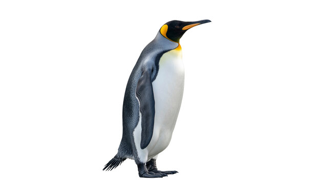 Majestic king penguin standing tall isolated on transparent background, a symbol of resilience and natural beauty in the wild animal kingdom
