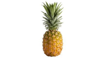Juicy pineapple isolated on transparent background, with spiky green leaves brings tropical flavor to summer smoothies and healthy snacks