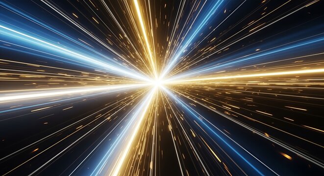 Dimensional Acceleration: A mesmerizing abstract design of radial lines of light - Powered by Adobe