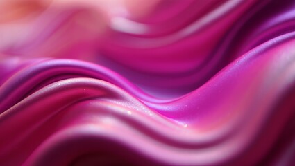 Obraz premium Abstract macro background of smooth wavy magenta silk fabric texture featuring soft glitters and shallow depth of field 