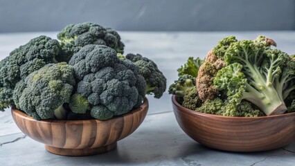 Fresh Harvest Delight Vibrant Green Broccoli and Kale Showcase Nutrition and Wellness in a Colorful Display