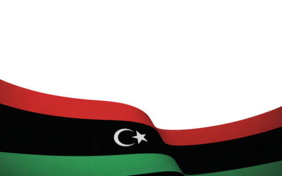 Dynamic Libya flag ribbon waving subtly, perfect for patriotic designs, national pride themes, and global connection visuals