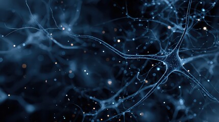 Abstract Neural Network Structure with Glowing Lines and Dots on Dark Background