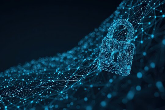 Abstract Digital Security Concept in Blue Illustrating Cybersecurity Technology