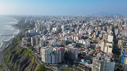 Beautiful coastal capital city of Lima with ocean views in the district of Miraflores.