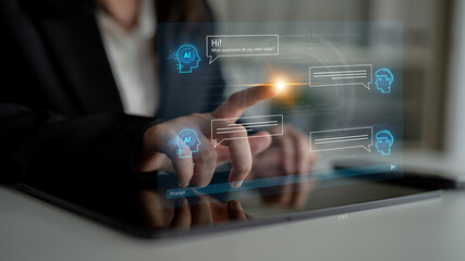 AI chatbot interface facilitates communication, chatbot, and AI interaction for automated user support and information exchange Latch