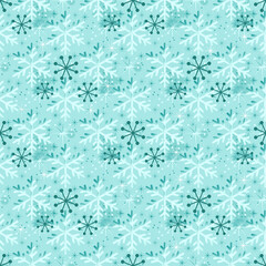 Winter Snow Fall in Aqua Seamless Repeat