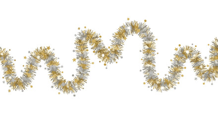 Sparkling tinsel garland in gold and silver for holiday decorations  