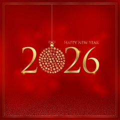 gold, shiny happy new year background and greeting card vector illustration