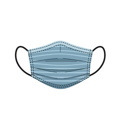 Flat Design Blue Cloth Face Mask Vector | Reusable Personal Protection Icon