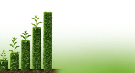 Conceptual sustainable growth: Green plant growth chart representing success