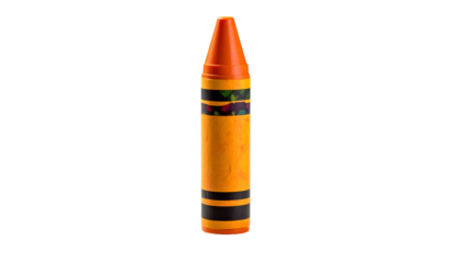Orange crayon, mostly used, on a stark black background