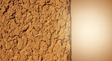 Earthen wall texture with rough surface against blurred light backdrop