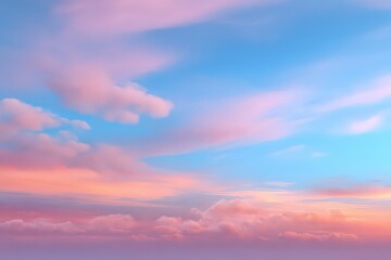 Fototapeta premium Pastel Sky with Pink and Blue Hues Clouds Forming a Soothing Atmospheric Backdrop